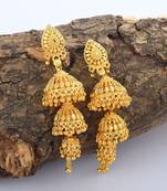 Brass Goldplated Triple Umbrella Traditional Jhumki