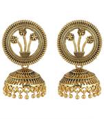 Brass Antique Finish Goldplating Retro Fashion Jhumki Earrings
