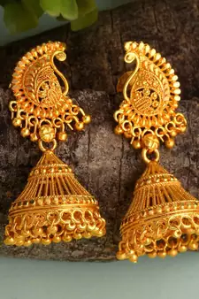 Brass Micron Goldplating Kairi Shape Ethnic Jhumki Earring
