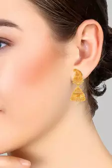 Brass Micron Goldplating Kairi Shape Ethnic Jhumki Earring