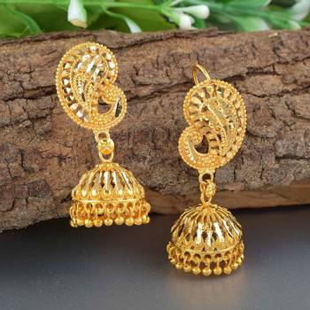 Brass Goldforming 1 Micron Goldplated Ethnic Jhumki 2