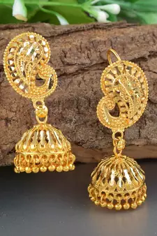 Brass Goldforming 1 Micron Goldplated Ethnic Jhumki