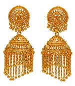 Gold Plated Faux Kundan 3 Inch Long Jhalar Jhumki Earrings