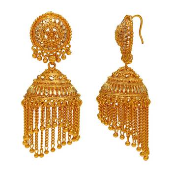 Gold Plated Faux Kundan 3 Inch Long Jhalar Jhumki Earrings 2