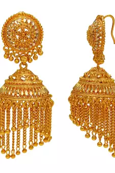 Gold Plated Faux Kundan 3 Inch Long Jhalar Jhumki Earrings