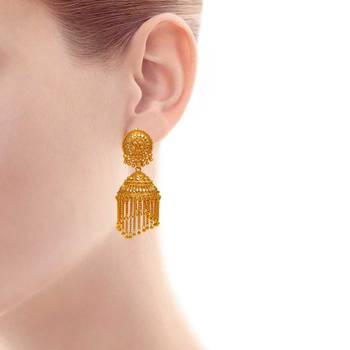 Gold Plated Faux Kundan 3 Inch Long Jhalar Jhumki Earrings 3