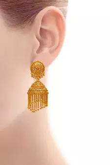 Gold Plated Faux Kundan 3 Inch Long Jhalar Jhumki Earrings