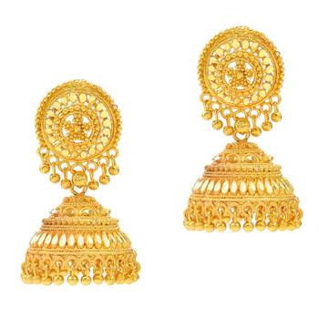 Women's Gold Plated Faux Kundan Handmade Traditional Jhumki Earrings 1