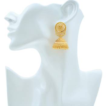 Women's Gold Plated Faux Kundan Handmade Traditional Jhumki Earrings 3