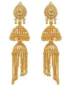 Gold plated double umbrella graudation Jhalar (Tassle) work, stylish Jhumki earring
