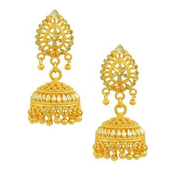 Gold plated Medium size simple design handmade Fashion Jhumki 1
