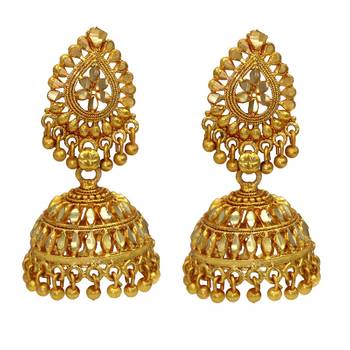 Gold Plated Faux Kundan handmade Traditional Jhumki earrings 1