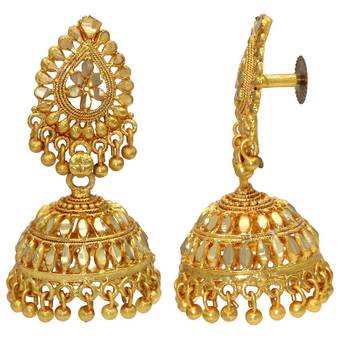 Gold Plated Faux Kundan handmade Traditional Jhumki earrings 2