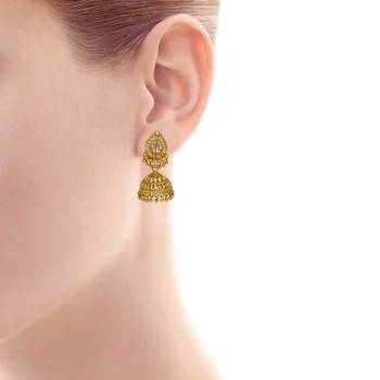 Gold Plated Faux Kundan handmade Traditional Jhumki earrings 3