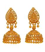 24KT Yellow Gold Plated handmade Ethnic daily use stylish Simple sober medium size Jhumki earring