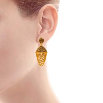 Gold plated Rasrawa Faux kundan designer "V" shaped Jhalar Jhumki 3