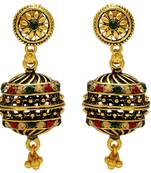 Gold Plated Antique Finish Drum Dholki Shape Rondell, Designer Exclusive Ethnic Jhumki