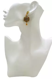 Gold Plated Antique Finish Drum Dholki Shape Rondell, Designer Exclusive Ethnic Jhumki