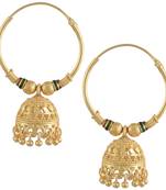 Gold plated Faux Kundan, Meena work Hoop Bali Jhumki