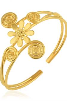 Brass Goldplated Floral Adjustable size Women Cuff Kada