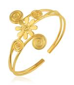 Brass Goldplated Floral Adjustable size Women Cuff Kada