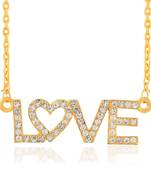 Silver plated CZ studded I Love you design locket chain pendant