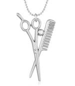 Stainless Steel Comb and Scissors Barber Salon tools Hair stylist Fashion Pendant