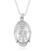 Brass Silverplated Big and Bold Buddha Head chain Pendant