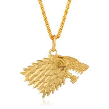 Brass Goldplated Wolf Head Design Fashion Pendant 1