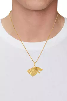 Brass Goldplated Wolf Head Design Fashion Pendant