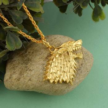 Brass Goldplated Wolf Head Design Fashion Pendant 3