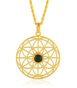Brass Goldplated Chakra Emerald (Panna) Pendant