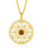Brass Goldplated Cats Eye Lehsuniya Chakra Pendant