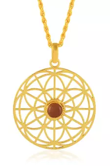 Brass Goldplated Ruby Chakra Pendant