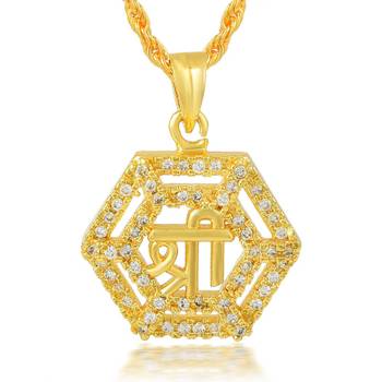 Brass Goldplated Shree world Hindu Pendant 1