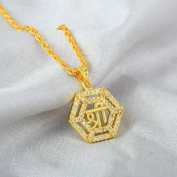 Brass Goldplated Shree world Hindu Pendant 3