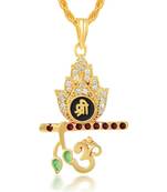 Brass Goldplated American Diamond Murli-Krishna Pendant