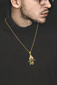 Brass Goldplated American Diamond Murli-Krishna Pendant
