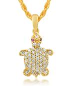Brass Goldplated American Diamond Kachua Turtle Tortoise Pendant