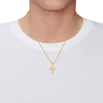 dzine trendz brass cross pendant with cz stones – multicolor 2