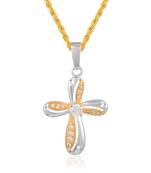 Dzine Trendz Cross Pendant Gold & Silver Plated with American Diamonds