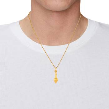 Goldplated Brass Alloy Mace hanuman Gada Hindu Spiritual Men pendant 3