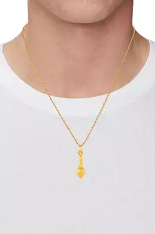 Goldplated Brass Alloy Mace hanuman Gada Hindu Spiritual Men pendant