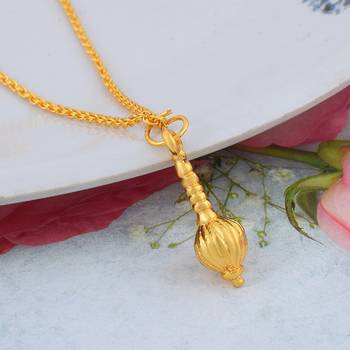 Goldplated Brass Alloy Mace hanuman Gada Hindu Spiritual Men pendant 1