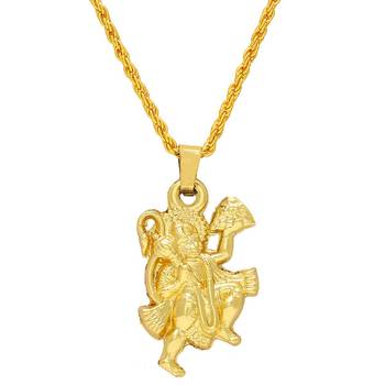 Brass Goldplated Bajrangbali Hanuman Pendant Hindu 3