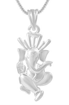 Brass White Gold plated Mayur-Pankh Ganesh Pendant