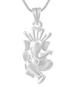 Brass White Gold plated Mayur-Pankh Ganesh Pendant