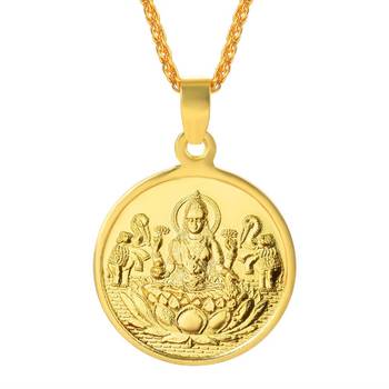 Brass Goldplated Lakshmi & Lakshmi Yantra Reversible Pendant 1