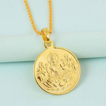 Brass Goldplated Lakshmi & Lakshmi Yantra Reversible Pendant 2