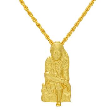 Brass Goldplated Cute and small Shirdi Saibaba chain Pendant 3